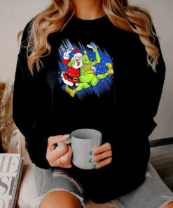 Grinch Wrestles Santa Claus Stone Cold 3 16 Christmas Sweatshirt
