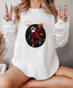 Happy Merry Christmas Santa Basketball Funny 2024 Sweatshirt