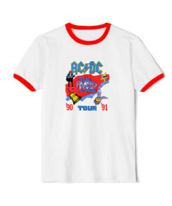AC DC The Razors Edge Tour 90 91 Vintage Ringer Red Tee