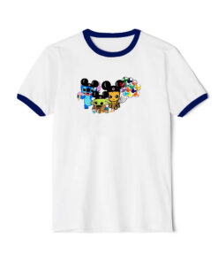 Baby Yoda Baby Groot Stitch Ballon Mickey Disney Ringer Navy Tee