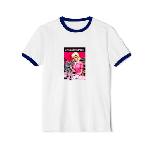 Barbenheimer Funny Meme Movie Ringer Navy Tee