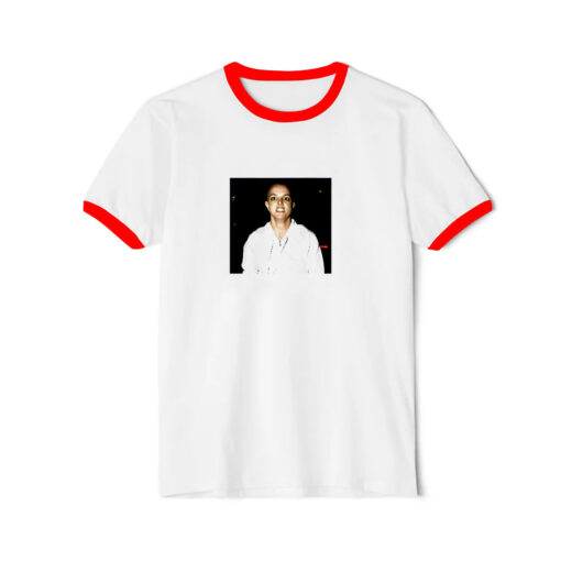 Britney Spears Shaved Head Graphic Ringer Red Tee