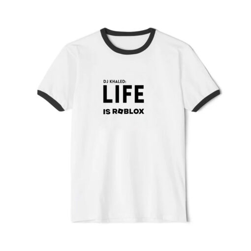 DJ Khaled Life is Roblox Ringer Black Tee