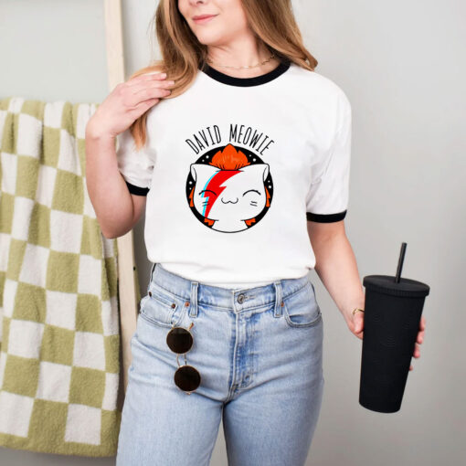David Meowie Funny Ringer Tee