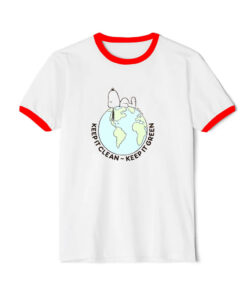 Earth Day Snoopy Keep It Clean Keep It Green Ringer Red Tee