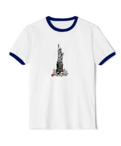 Free Spirit Statue Of Liberty Graphic Ringer Navy Tee