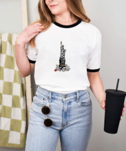Free Spirit Statue Of Liberty Graphic Ringer Tee