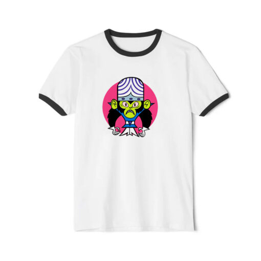 Funny Mojo Jojo Mad Scientist Powerpuff Ringer Black Tee
