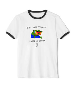 God Made The World I Made Cooler Ringer Black Tee