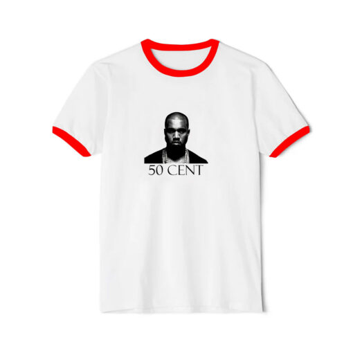 Kanye WEST 50 Cent joke lol kardashian Graphic Ringer Red Tee