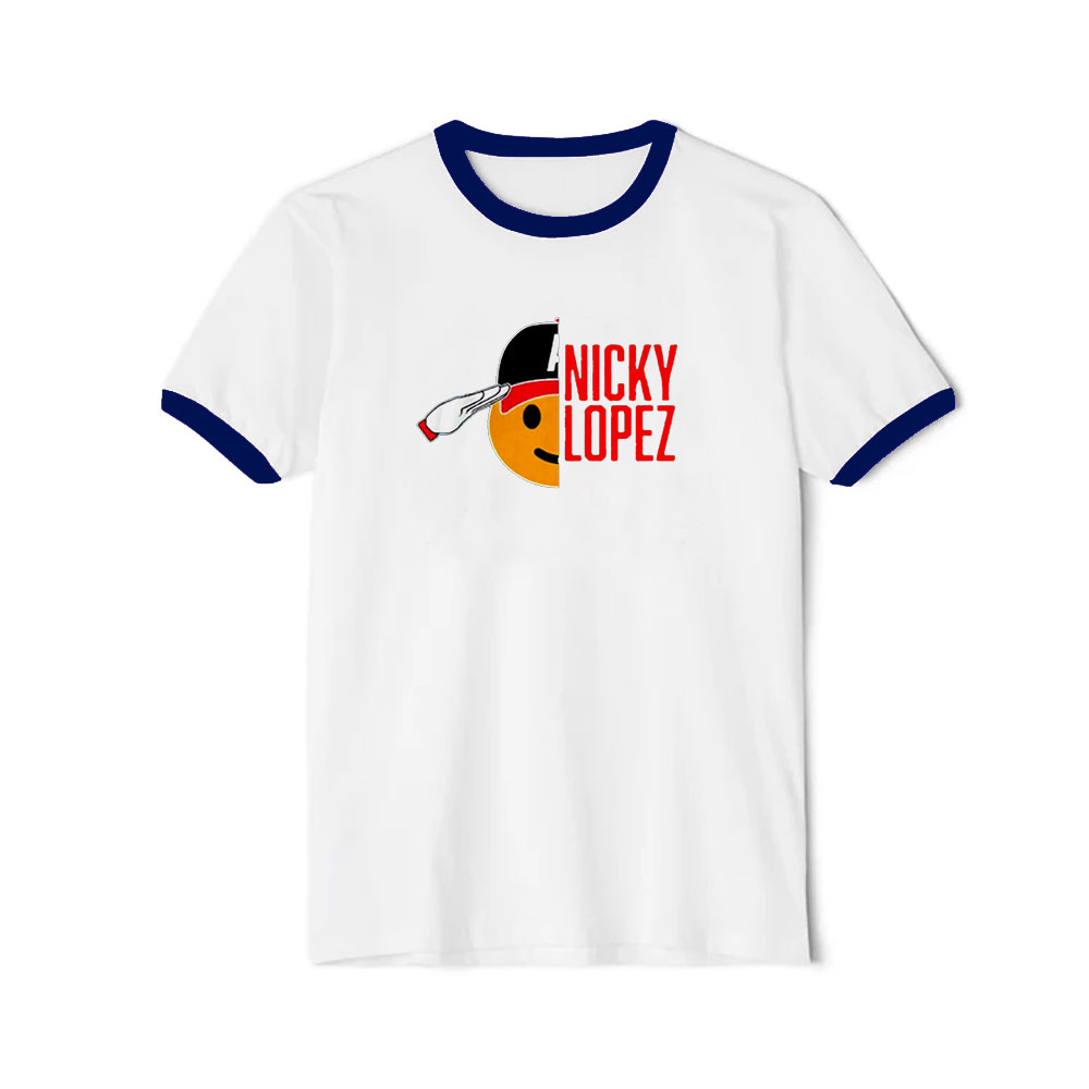 Nicky Lopez Salute Atlanta Braves Ringer Navy Tee