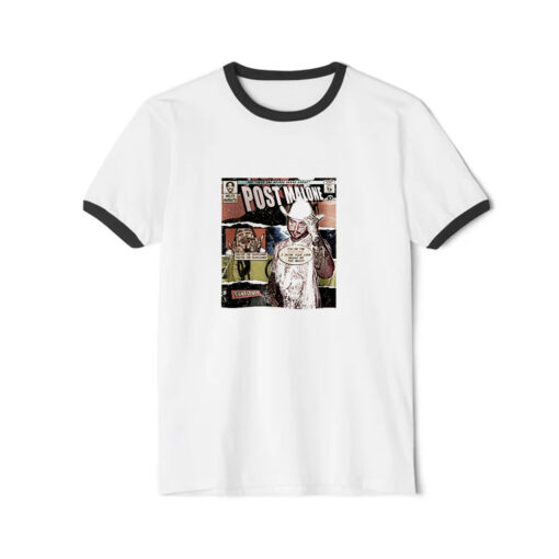 Post Malone Comic Merch Book Art Graphic Ringer Black Tee