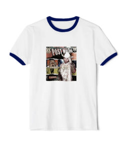 Post Malone Comic Merch Book Art Graphic Ringer Navy Tee