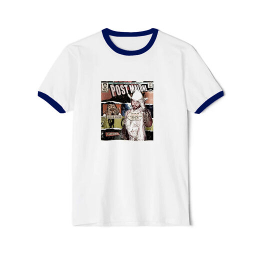 Post Malone Comic Merch Book Art Graphic Ringer Navy Tee
