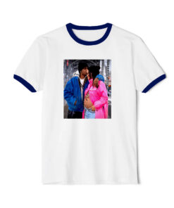 Rihanna And Asap Rocky Vintage Ringer Navy Tee