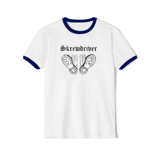 Skrewdriver Boots And Braces Ringer Navy Tee