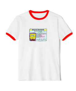 Spongebob Bikini Bottom Driver License Ringer Red Tee