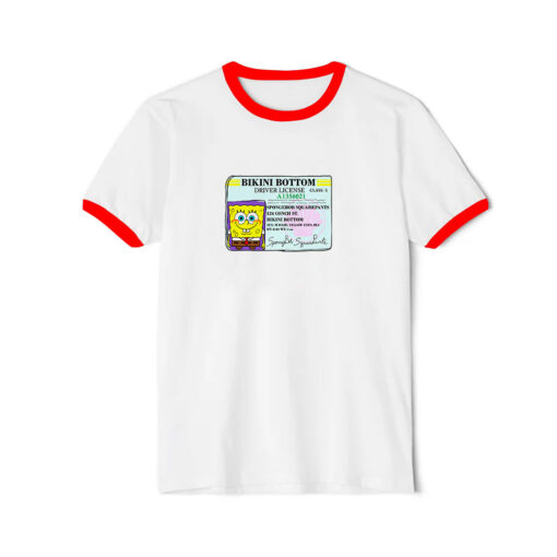 Spongebob Bikini Bottom Driver License Ringer Red Tee