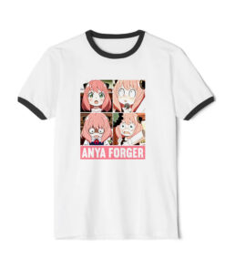 Spy X Family Cute Anya Action Comedy Anime Ringer Black Tee