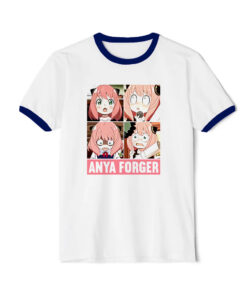 Spy X Family Cute Anya Action Comedy Anime Ringer Navy Tee