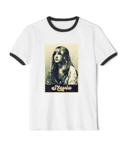 Stevie Vintage 70S Pastel Grunge Style Ringer Black Tee