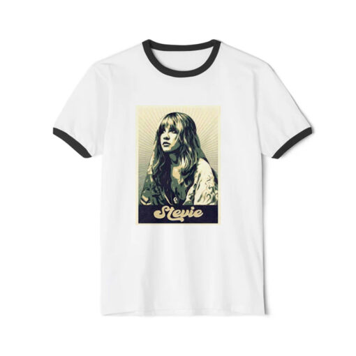 Stevie Vintage 70S Pastel Grunge Style Ringer Black Tee