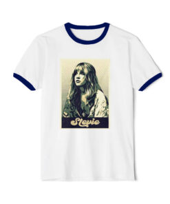 Stevie Vintage 70S Pastel Grunge Style Ringer Navy Tee