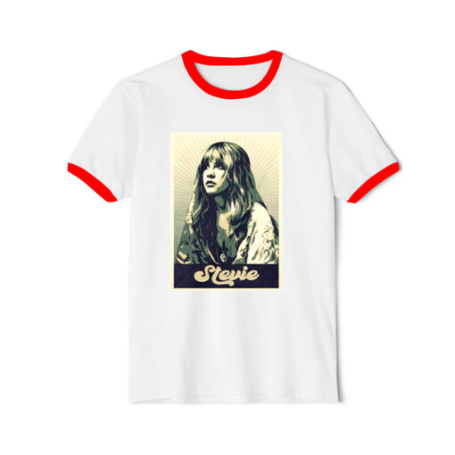 Stevie Vintage 70S Pastel Grunge Style Ringer Red Tee