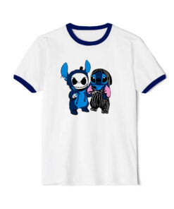 Stitch And Jack Skellington Costume Ringer Navy Tee