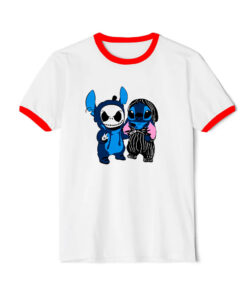 Stitch And Jack Skellington Costume Ringer Red Tee