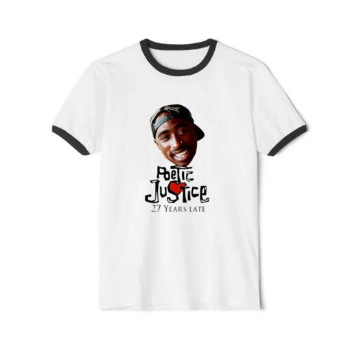 Tupac Poetic Justice 27 Years Late Vintage Ringer Black Tee