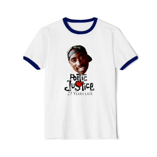Tupac Poetic Justice 27 Years Late Vintage Ringer Navy Tee