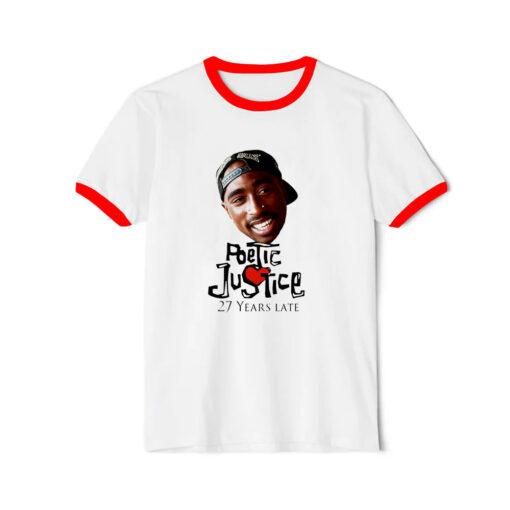 Tupac Poetic Justice 27 Years Late Vintage Ringer Red Tee