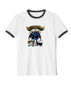 Vintage 1980 Superman Metropolis Ringer Black Tee