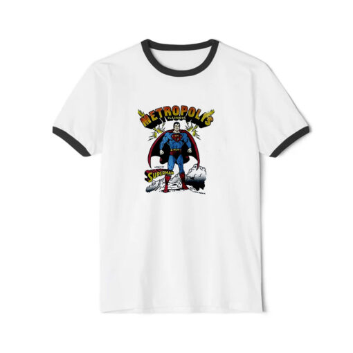 Vintage 1980 Superman Metropolis Ringer Black Tee