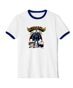 Vintage 1980 Superman Metropolis Ringer Navy Tee
