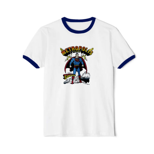 Vintage 1980 Superman Metropolis Ringer Navy Tee