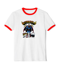 Vintage 1980 Superman Metropolis Ringer Red Tee