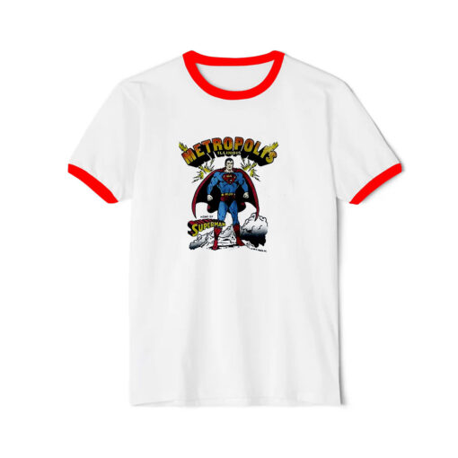 Vintage 1980 Superman Metropolis Ringer Red Tee