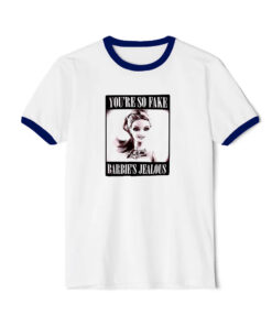 Youre So Fake Barbies Jealous Ringer Navy Tee