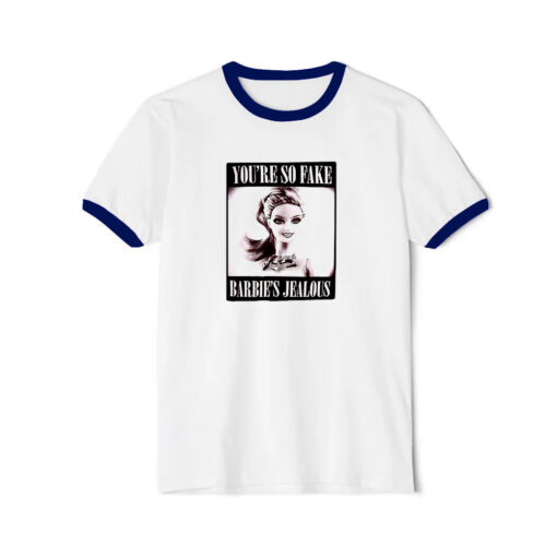 Youre So Fake Barbies Jealous Ringer Navy Tee