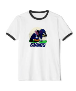 Angry Stitch New York Giants Graphic Ringer Black Tee