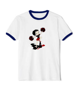 Cheer Betty Boop Houston Texans Graphic Ringer Navy Tee