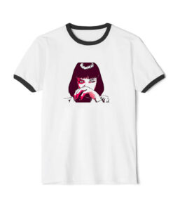 Mia Wallace Quentin Pulp Fiction Movie Film Retro Ringer Black Tee
