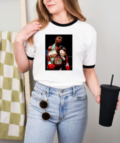 Mike Tyson With Belts Heavyweight Boxing Champion Fan Ringer Tee