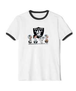 Snoopy And Friends Walking Las Vegas Raiders Ringer Black Tee