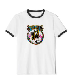Stevie Nicks Fleetwood Mac Rock Band Unisex Ringer Black Tee