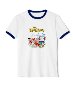 The Flintstones Cartoon Funny Ringer Navy Tee