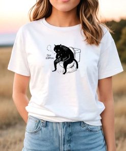 Shit Happens Black Cat Smoking On Toilet T-Shirt